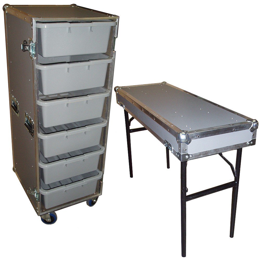 6 Large Tub Drawers 3/8" Ply ATA Case w/Lid Table/Wheels AK Flight